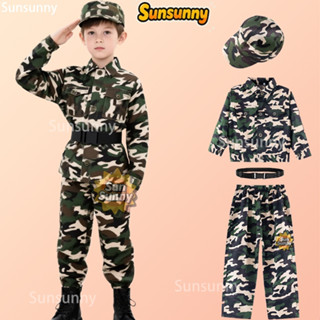 ชุดทหารเด็กชาย เสื้อกางเกงขายาว ลายพราง คอสเพลย์อาชีพ เสื้อผ…