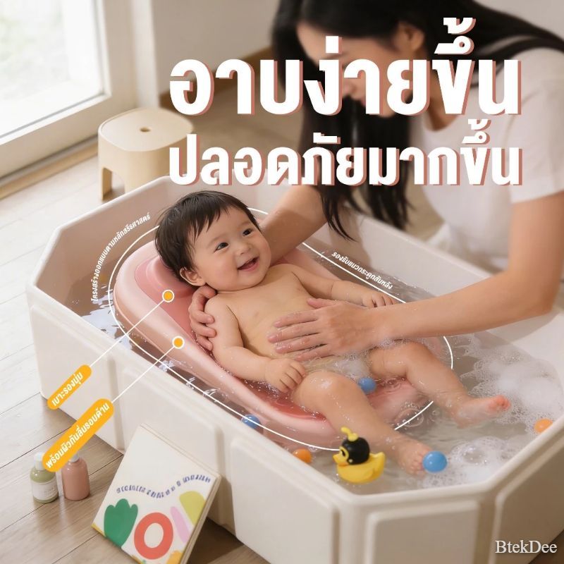 { 75*45*25}อ่างอาบน้ำเด็กพับเก็บได้! ประหยัดพื้นที่ กันลื่น ปลอดภัย สำหรับทารกแรกเกิด ใช้งานง่ายด้วยการสนับสนุนที่มั่นคง