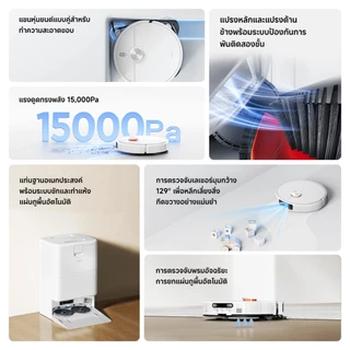 [New] Xiaomi Robot Vacuum H50/H50 Pro 15000Pa ระบบนำทาง ด้วยเลเซอร์ LDS การหลีกเลี่ยงที่แม่นยำ ป้องกันการพันกัน 5200mAh