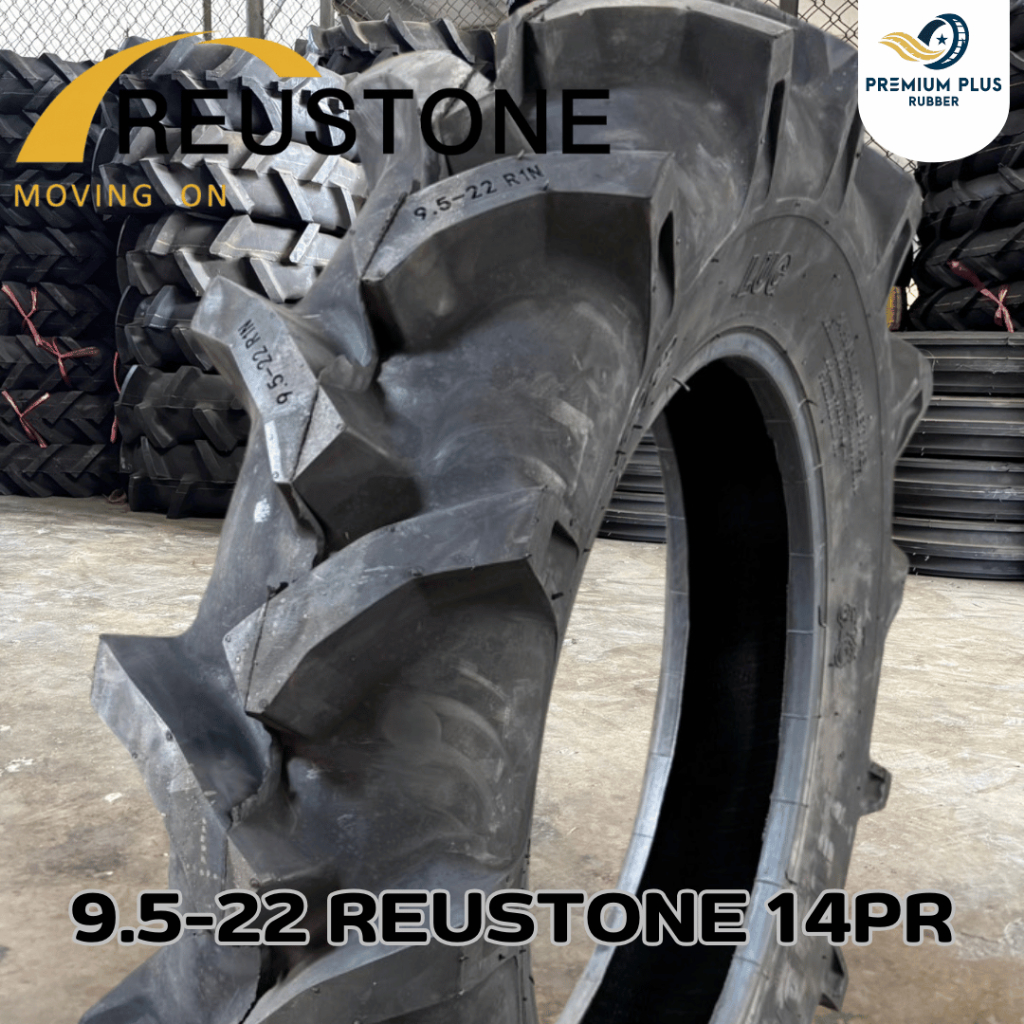 ยางรถไถ 9.5-22 REUSTONE รุ่น R-1N ผ้าใบ 14 ชั้น ยางรถแทรกเตอร์ล้อหลัง ยางใหม่หนาพิเศษ ตะกุยดีเยี่ยม [ออกใบกำกับภาษีได้] ราคา ถูกที่สุด โปรบีเคเค