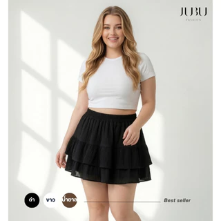JUBUFASHION กระโปรงกางเกงผ้าทอฟฟี่ สาวอวบ เอวยางยืด เอวสูงเก็บพุง ซับในกางเกง เอว30-48นิ้ว #568