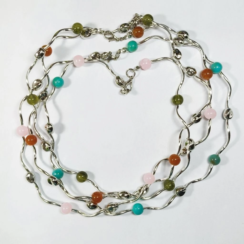 สร้อยคอลูกปัด Color Pop Curve สไตล์เกาหลี Minimal Acrylic Bead Necklace สร้อยคอแฟชั่นผู้หญิง