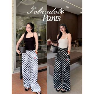 Lazy - cc - Boba Pants - กางเกงขายาวลายจุด ทรงเอวสูง งานปัก …