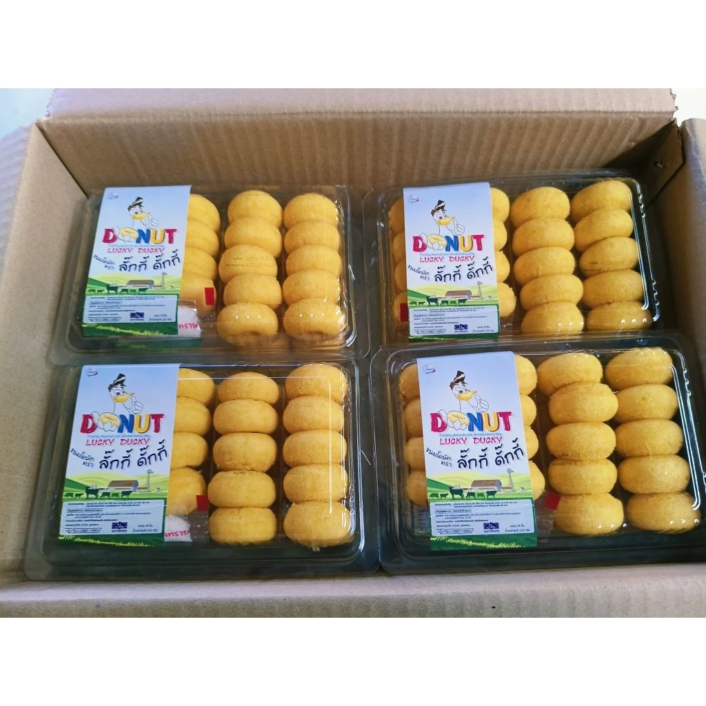 โดนัทจิ๋ว ลั๊กกี้ ดั๊กกี้ ยกลังใน 1 ลังมี 20 ตลับ 1 ตลับมีทั้งหมด 18 ชิ้น