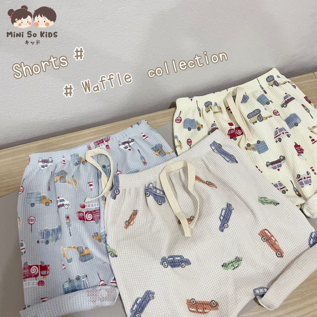 กางเกงขาสั้นเด็ก ทรงก้นป่อง ใส่สบาย ลายน่ารักWaffle Collection🧇