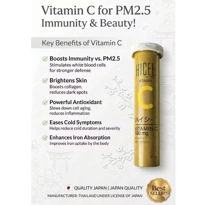 HICEE วิตามินซี​ เม็ดอม​ 5oo มิลลิกรัม​/เม็ด​(15เม็ด/หลอด)