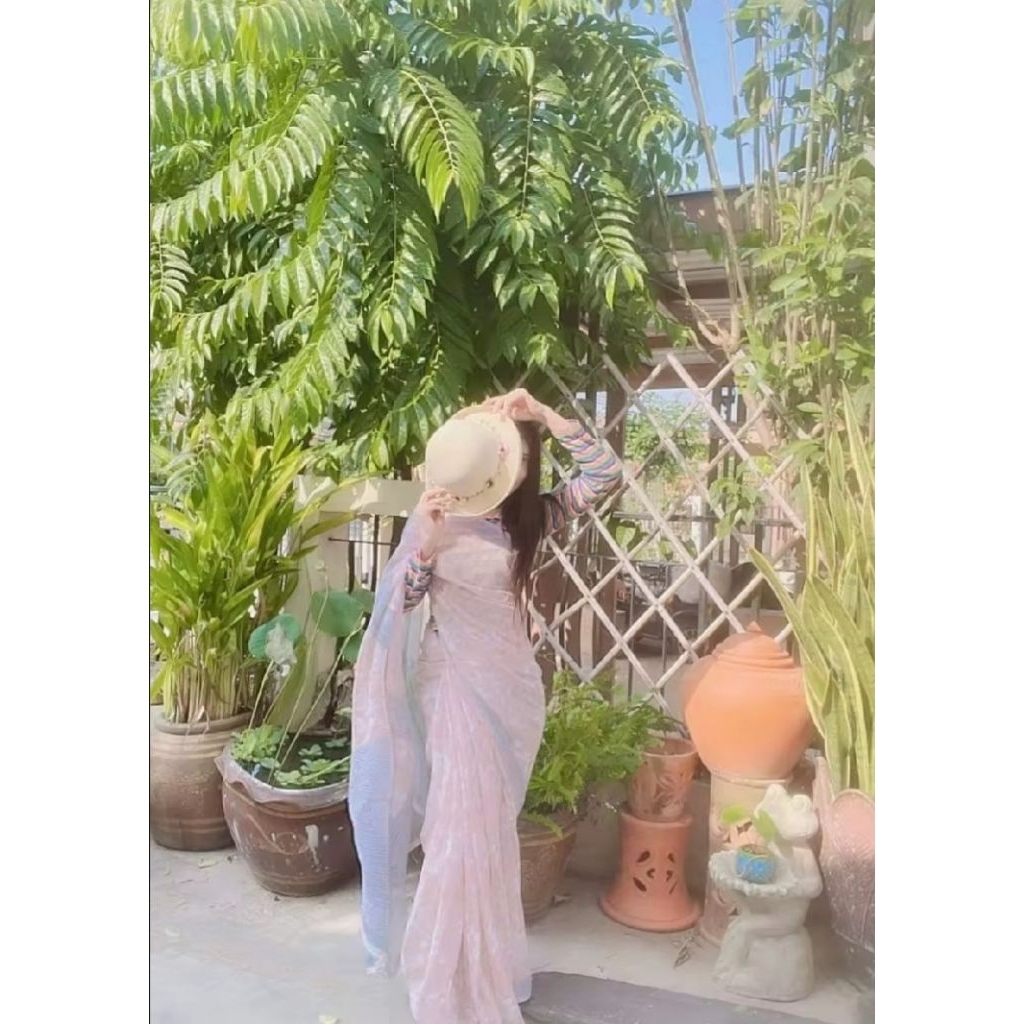 ผ้าส่าหรีอินเดีย ❤️มือสอง❤️ แบบนุ่งเอง  ส่าหรีอินเดีย ชุดอินเดีย ชุดส่าหรี