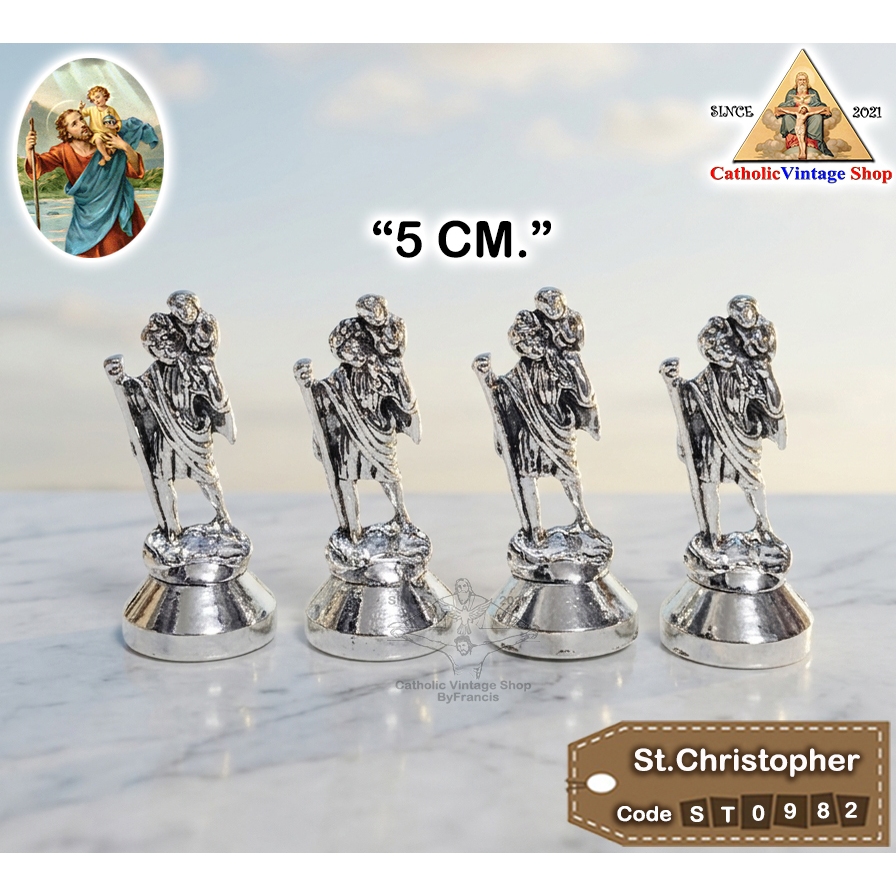 รูปปั้นพระแม่มารีย์  นักบุญคริสโตเฟอร์ แม่พระฟาติมา Christopher Mary คาทอลิก Catholic Statue Figurine religion#ST0712