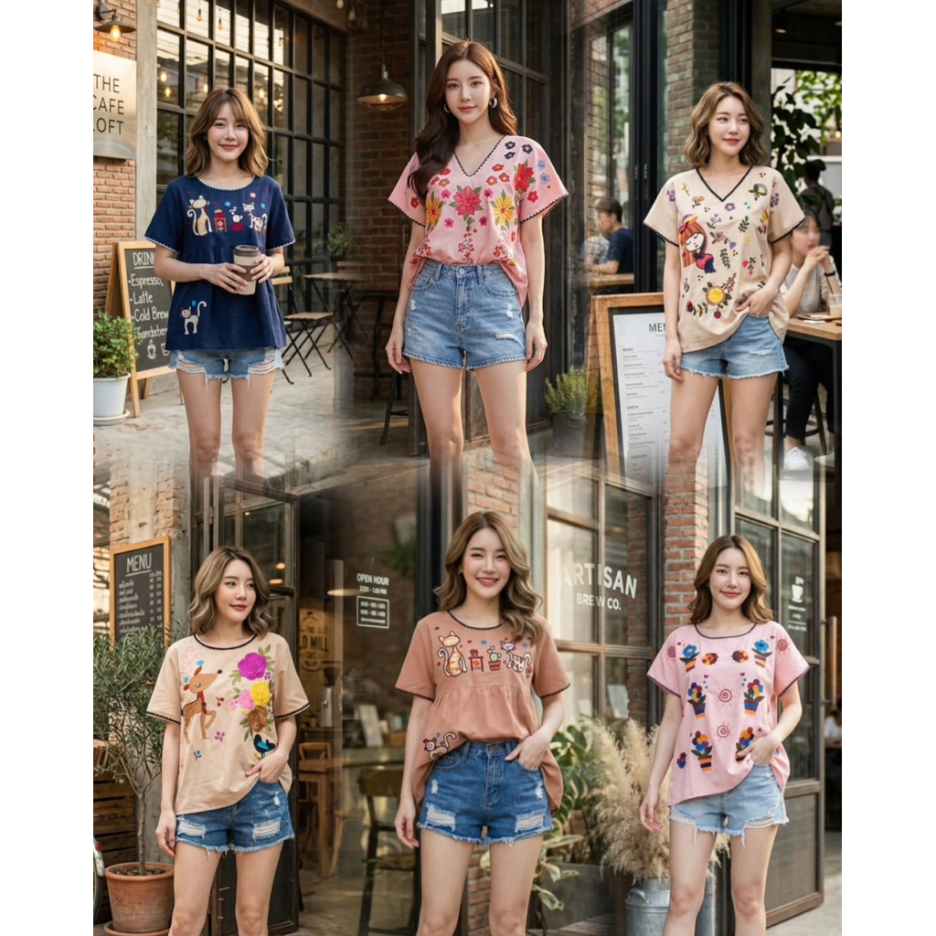 💥ส่งฟรี 🛍️ เสื้อปักลายสวย ผ้าฝ้าย เนื้อดี นุ่ม สบาย ไม่ร้อน #nudyda 🧥 อก 46“ ยาว ~24” (ขนาดจะอยู่ที่ด้านล่างของภาพค่า)