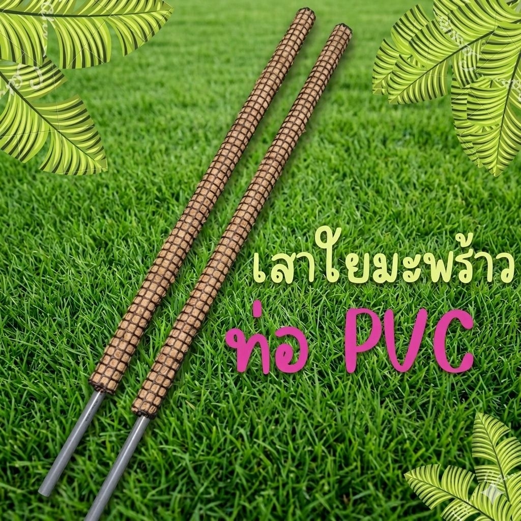 เสาไม้เลื้อยใยมะพร้าวหลักใข้ PVC ขนาดเล็ก ความยาวรวมท่อ 100 cm.