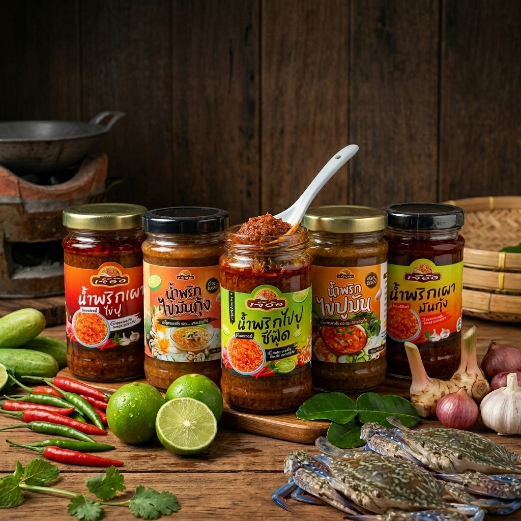 🌶️น้ำพริกไข่มันกุ้ง+น้ำพริกไข่ปูมัน รสชาติดีแซ่บนัว เผ็ดกำลังดีกินกับอะไรก็อร่อย ขนาด 120 g🌶️
