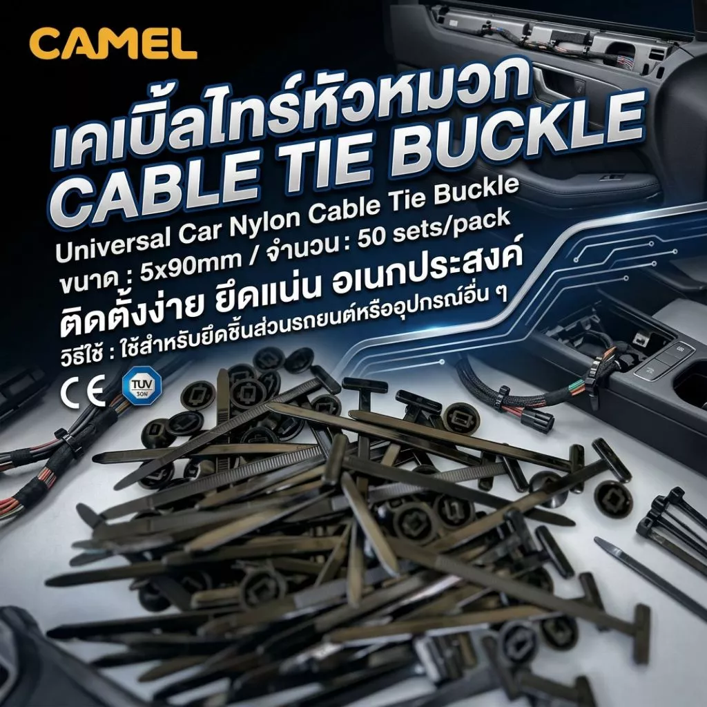 CAMEL เคเบิ้ลไทร์หัวหมวก Cabletie Buckle คลิปล็อกอเนกประสงค์ ซ่อมรถ/ยึดสายไฟ thumbnail 4