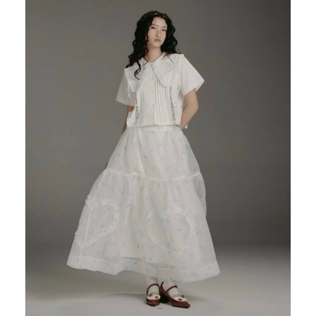 พร้อมส่ง📌Endless Holiday Promise heart skirt & Lace sweet dream shrit(สามารถใช้โค้ดส่วนลดสุดคุ้มได้)