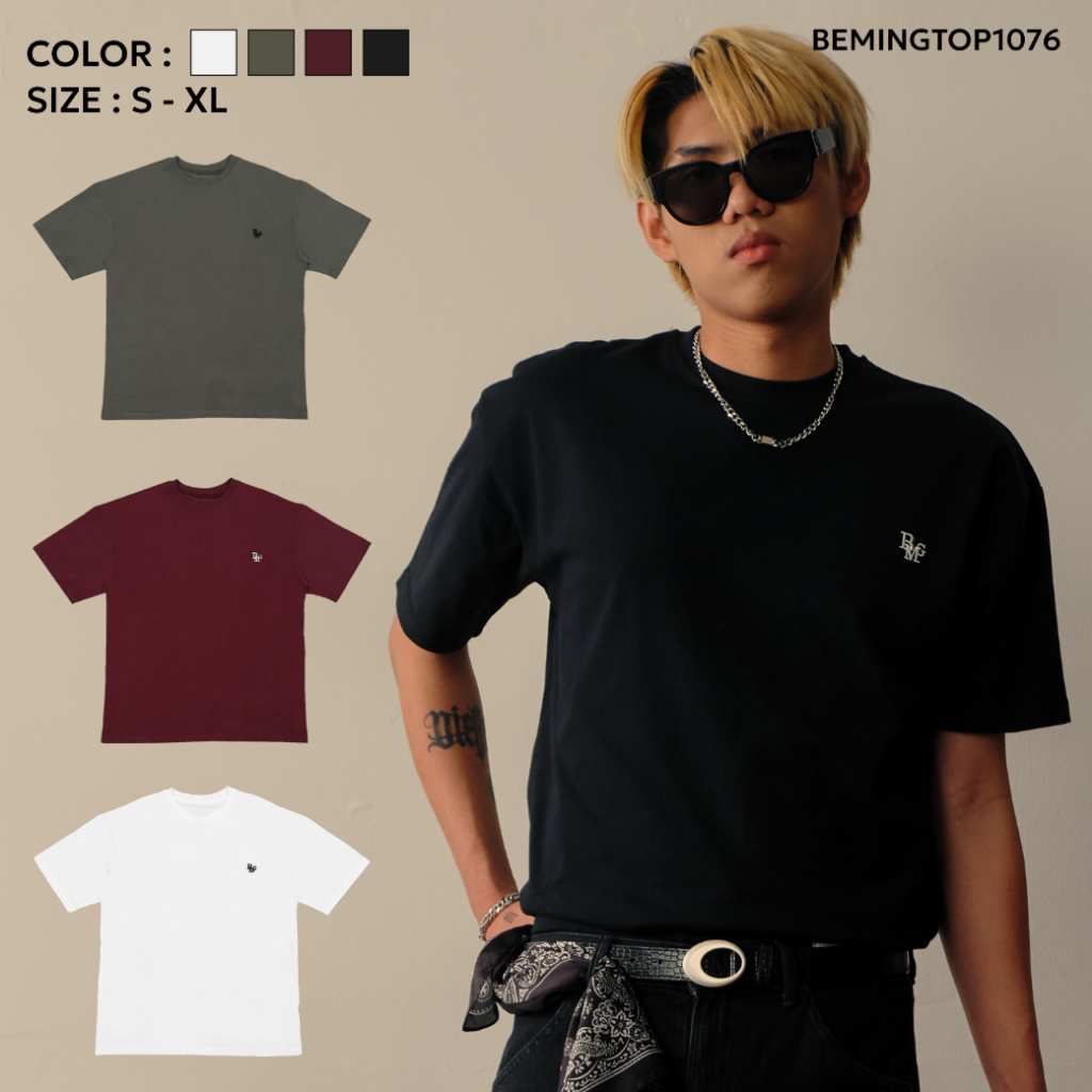 Bemingtop1076(S-XL)-BMG Pure Form Tee - เสื้อยืดคอกลมทรงสวย ใส่ได้ทุกวัน