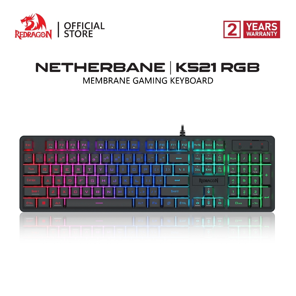 Redragon K521 RGB LED คีย์บอร์ดเกมแบบมีสาย 104 คีย์เมมเบรน RGB คีย์บอร์ด