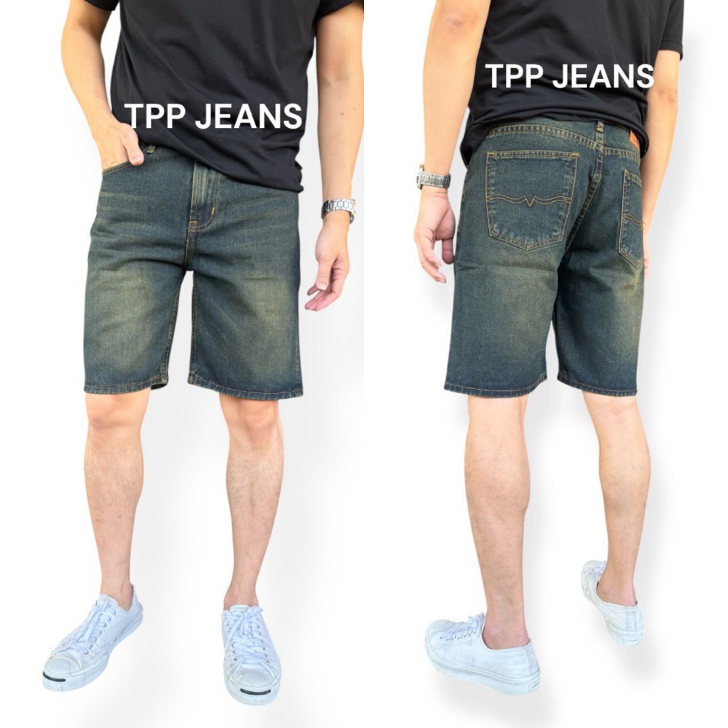 JEANSEXPRESS Classicc Shorts Men's กางเกงยีนส์ขาสั้นชายสีฟอกสนิม ยาวประมาณเข่า เป้าซิป มีไซส์ใหญ่ Size 28-44