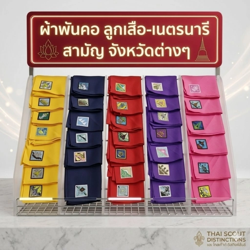 ผ้าพันคอ ลูกเสือ-เนตรนารี สามัญ จังหวัดต่างๆ (วอกเกิ้ล และ ผ้าพันคอ ขายแยกชิ้นกัน)