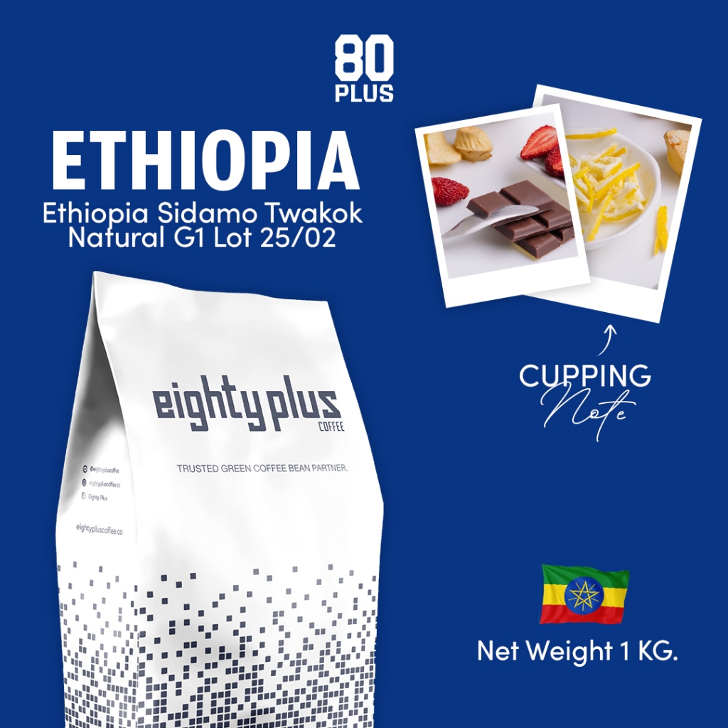 สารกาแฟเอธิโอเปีย Ethiopia  Sidamo Twakok Natural G1 Lot 25/02 I 80+