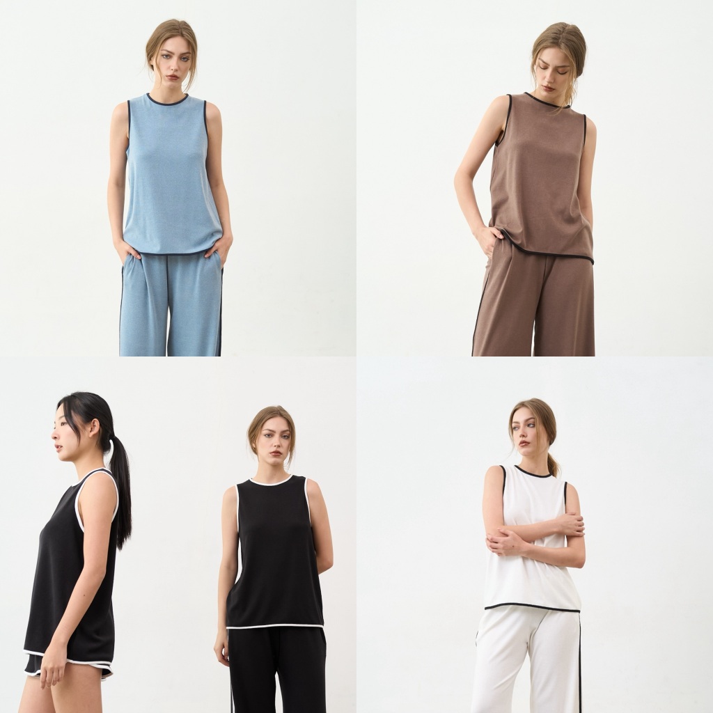 picht Hem Knit Cloud Sleeveless เสื้อแขนกุดกุ้นขอบ