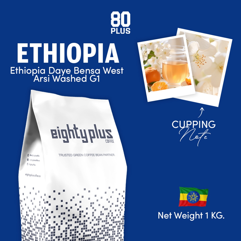 สารกาแฟเอธิฌอเปีย Ethiopia Daye Bensa West Arsi Washed G1 I 80+