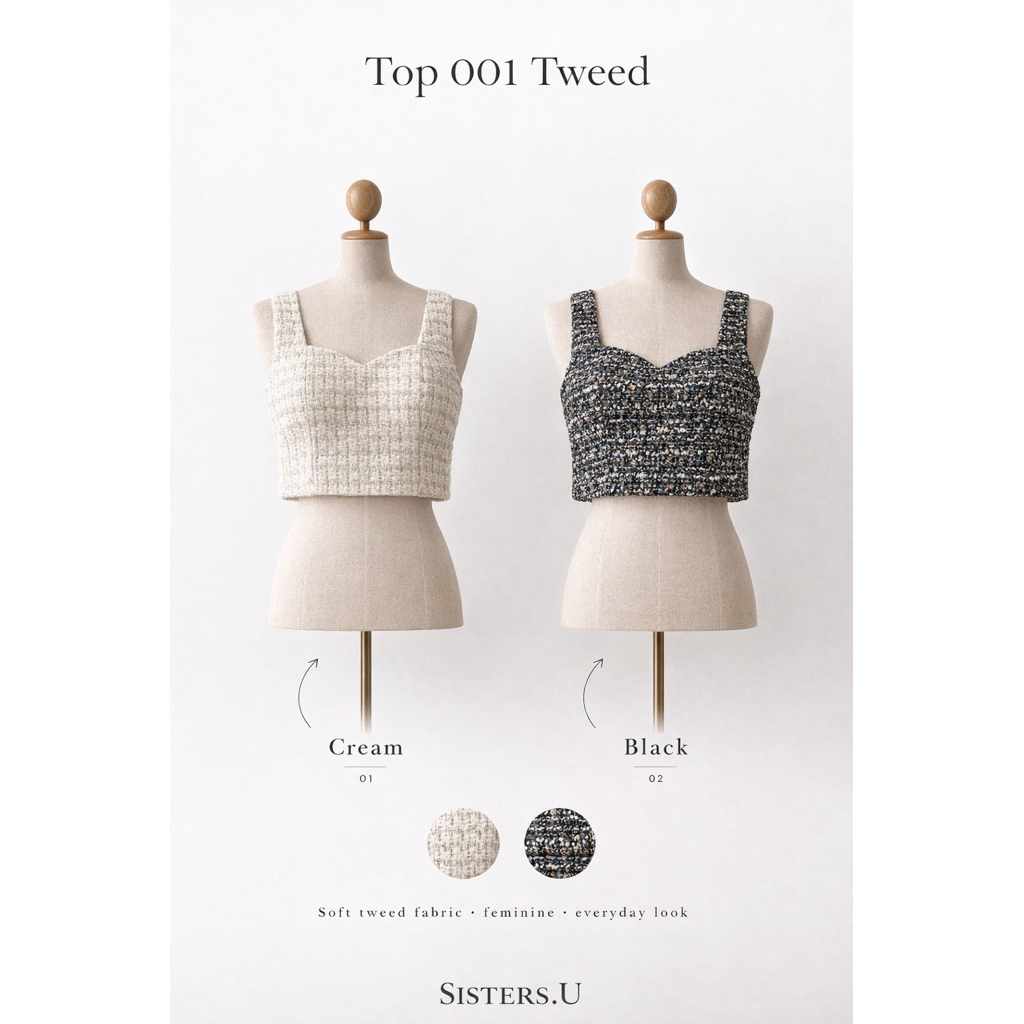 Sisters.u TOP 001 เสื้อครอป สายแบน