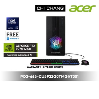 Acer Desktop PC Predator PO3-665-CU5F32G0TMGi/T001/U5 225F/RAM32 GB DDR5/RTX 5070