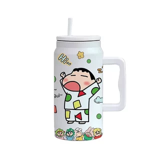 ชินจัง ShinChan แก้วเก็บอุณหภูมิ 1500ml สแตนเลส316 สูญญากาศ เก็บเย็นร้อนได้นาน พร้อมฝาฟาง+ที่จับ+หลอด ป้องกันรั่วซึม
