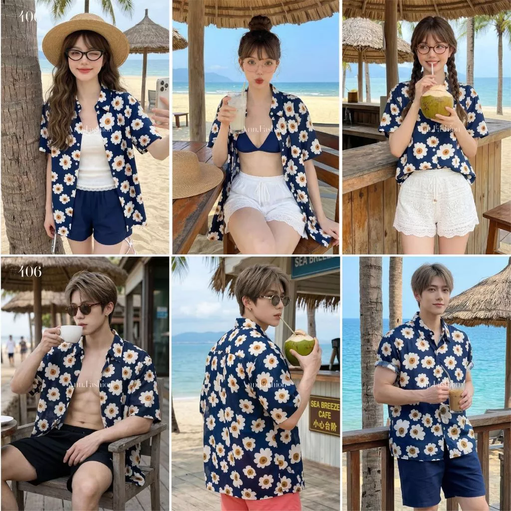 เสื้อลายดอก ผู้หญิง ฮาวาย แขนสั้นกระดุมหน้า ผ้าไหมอิตาลี #3009 thumbnail 9