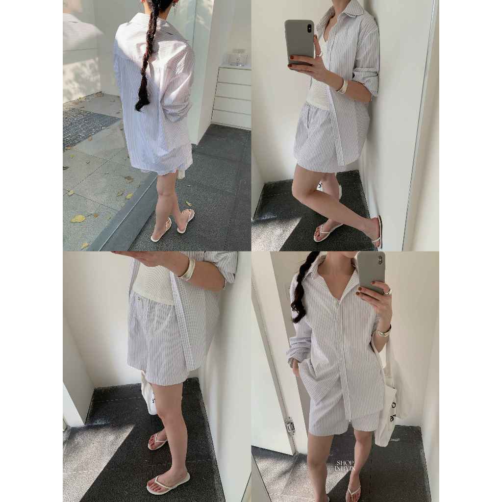 INBYIN - ชุดเซ็ทลายริ้ว SHIRT+SHORTS - I3508+I3509