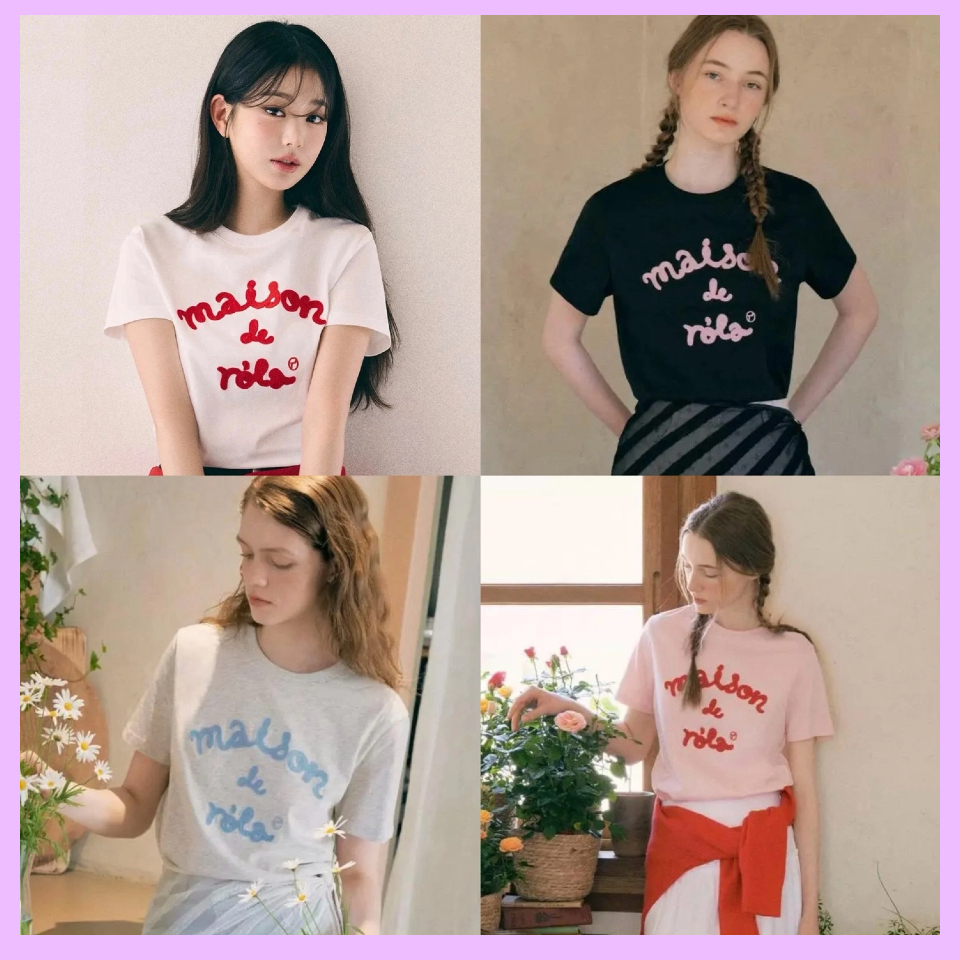 [ของแท้ 100%] สินค้าพร้อมส่งROLAROLA MAISON DE ROLA สามมิติปักเสื้อยืดดาวเดียวกัน