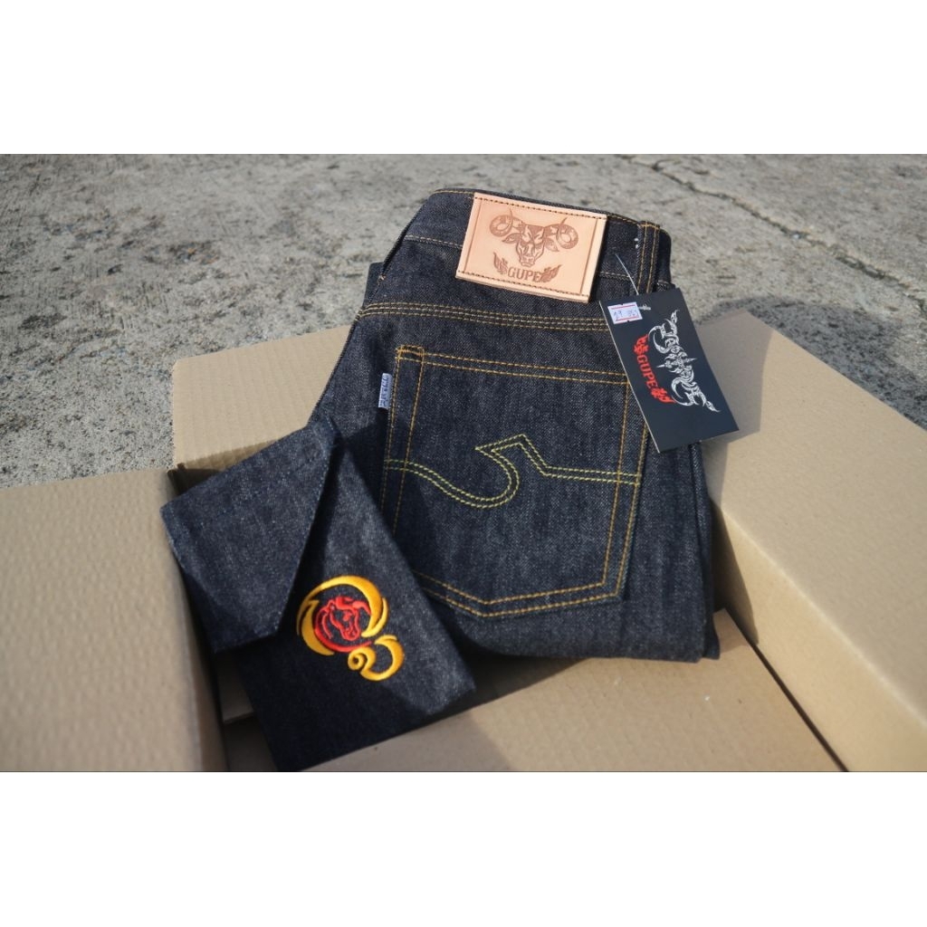 กรูปรียีนส์ GUPE 18Oz.  สิงห์&พยัคฆ์2 ซามูไรอาร์คซ่อน สีดีฟบลู น้ำเงินเข้ม กระบอกเล็ก,ตรง,ใหญ่