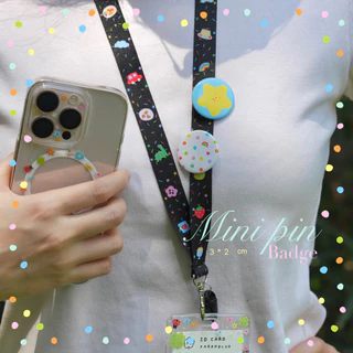 Mini pin badge เข็มกลัดจิ๋ว 3.2 cm สีสันสดใส น่ารัก💖🍀🐬 ติดกระเป๋า หมวก เสื้อผ้า⭐️