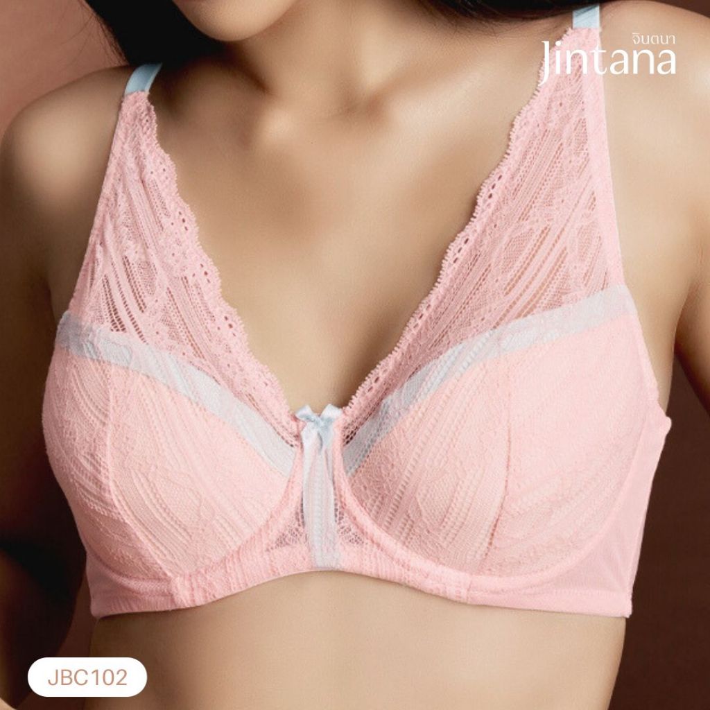 Jintana เสื้อชั้นใน จินตนา รุ่น Contour รหัส JBC102 (มีโครง) เสื้อในลูกไม้ เนื้อผ้านิ่ม ใส่สบาย ระบายอากาศ