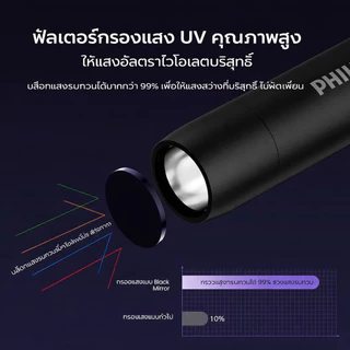 PHILIPS ไฟฉาย UV 395nm ตรวจธนบัตร ตรวจเชื้อราแมว เลเซอร์ล่อแมว ชาร์จ Type-C ตัวแทนเรืองแสง ไฟฉายสีม่วง SFL2091