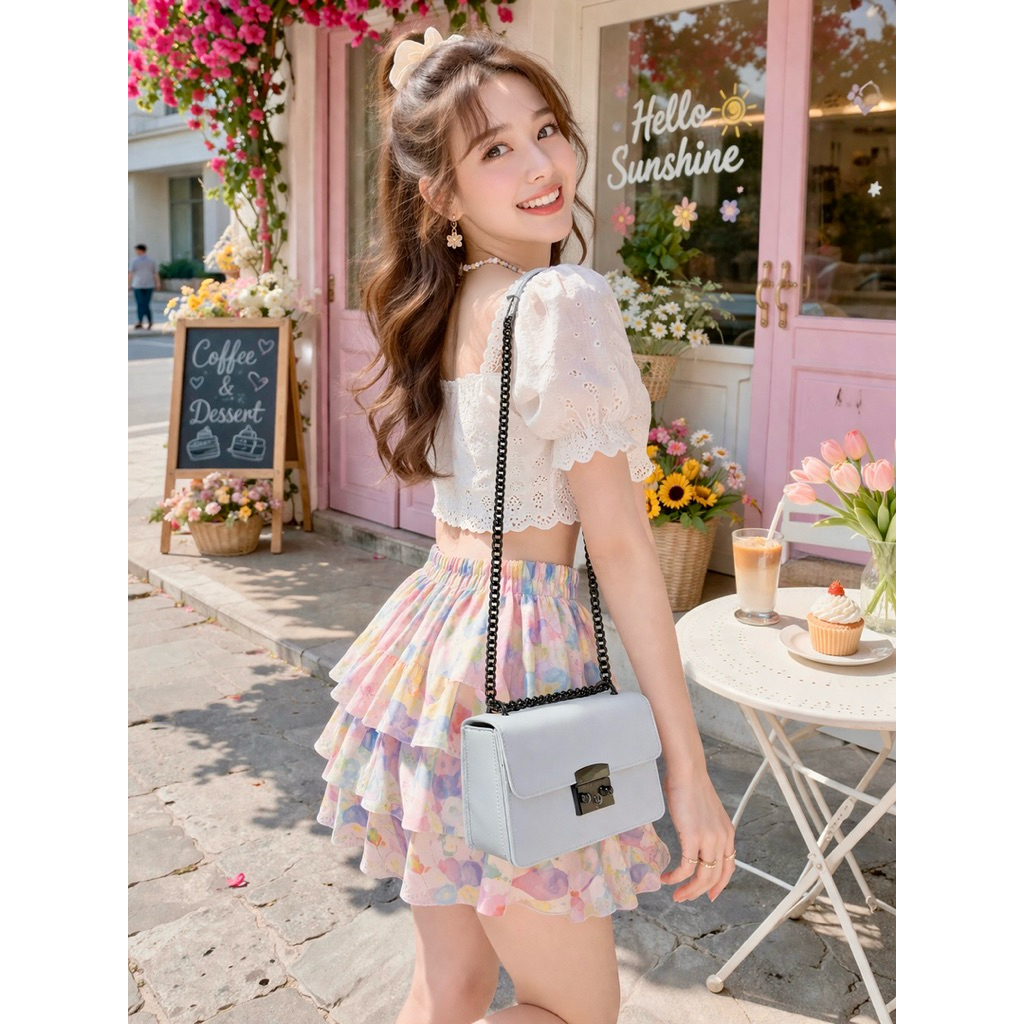 กระเป๋าสะพายข้าง มือ2 แบรนด์VEENA1921 รุ่นBella พร้อมสายสะพายโซ่ ปรับสั้น/ยาวได้ ขนาด 6x9 นิ้ว