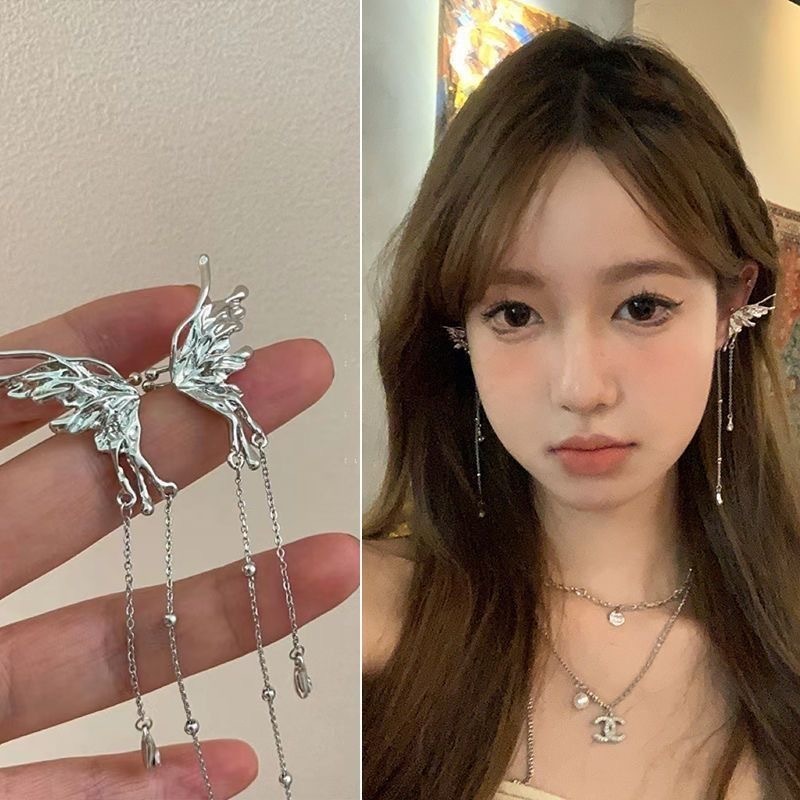 COD-ต่างหูพู่รูปปีกนางฟ้าและผีเสื้อ จาก Advanced Sense Otica แบบหนีบ ต่างหูสำหรับผู้หญิงในฤดูร้อน