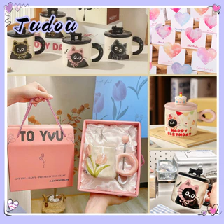 Mug ถ้วยทิวลิป, ถ้วยเซรามิก, กล่องของขวัญถ้วยวันเกิด, ถ้วยอาหารเช้าสไตล์น่ารัก, Cup, Cute Cup, 2025, กล่องของขวัญวันเกิด