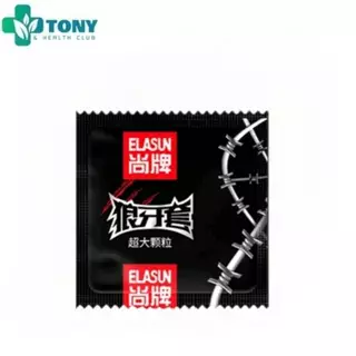 ELASUN ถุงยางอนามัย Condom ถุงยาง มีปุ่มใหญ่ 5D ขนาด 52mm+2mm ขาย 1 กล่อง (10ชิ้น/กล่อง)