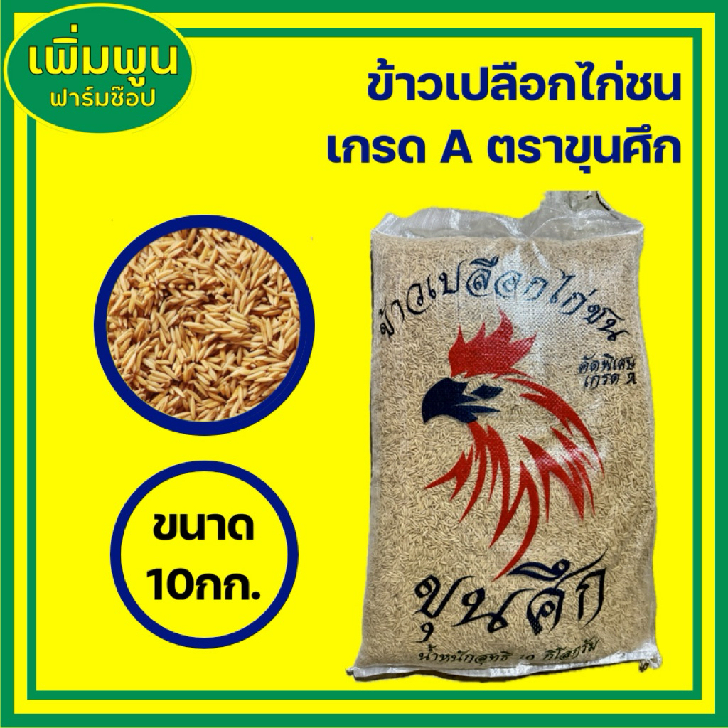 ข้าวเปลือกไก่ชน คัดพิเศษ เกรดA ตราขุนศึก ขนาด 10 กก.
