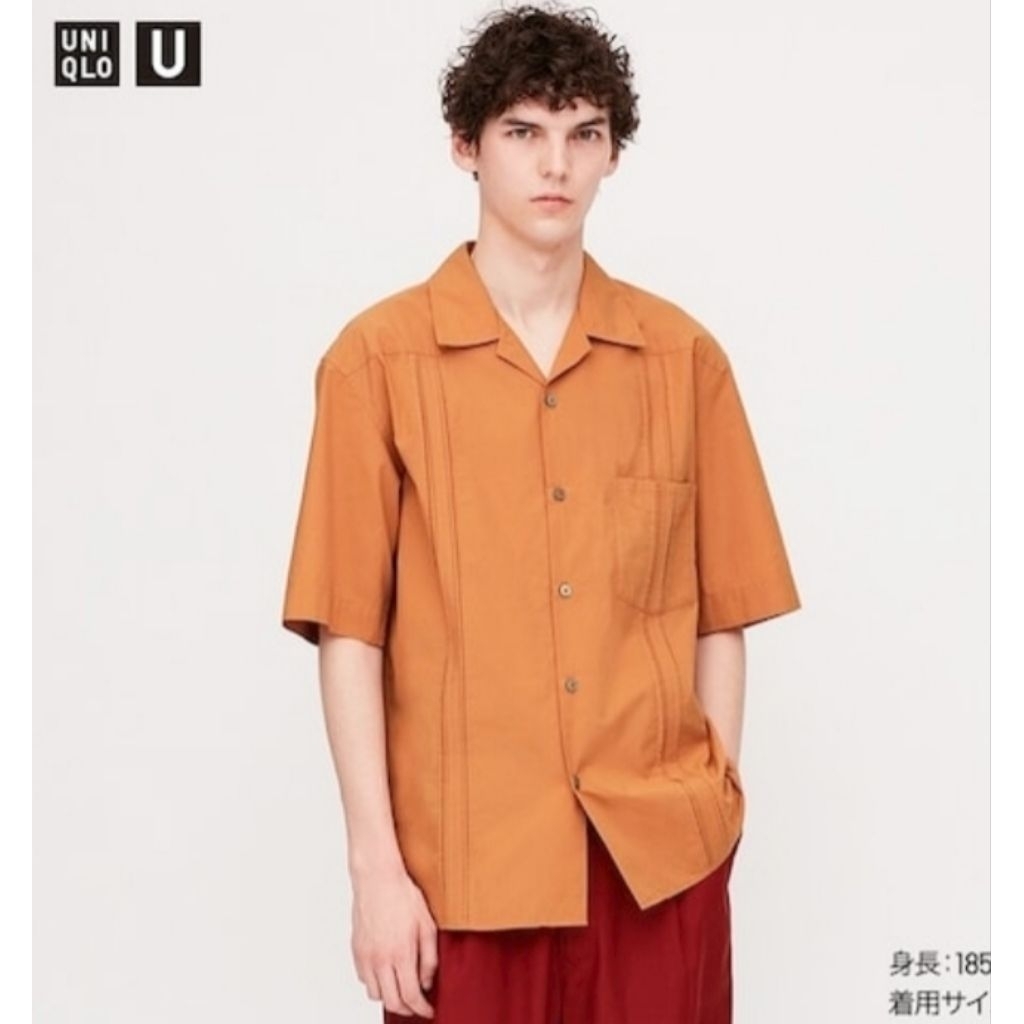 Uniqlo U ป้ายM อก44/ยาว27 ผ้าcotton คอเปิดกระดุมยาว กระเป๋าอก