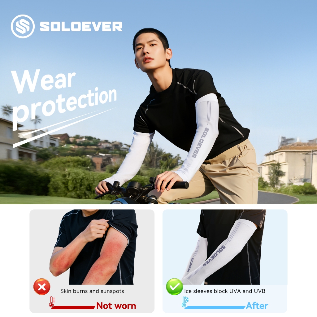 SOLOEVER ปลอกแขนกัน UV กันน้ำ ระบายอากาศได้ดี แห้งเร็ว เหมาะสำหรับกีฬากลางแจ้ง ปั่นจักรยาน ท่องเที่ย ราคา ถูกที่สุด ดีลบีเคเค แกลเลอรีภาพที่ 6