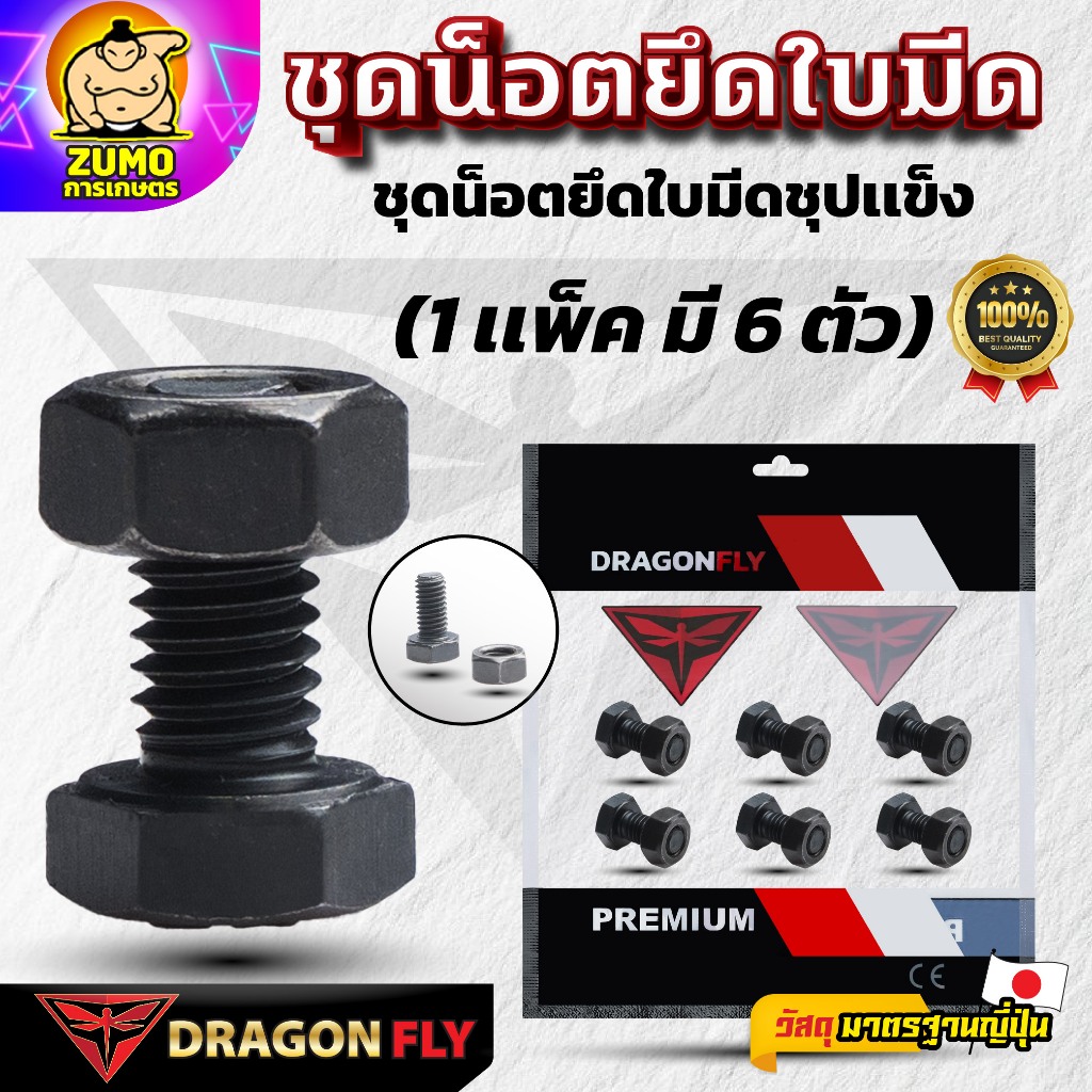 ชุดน็อตยึดใบมีด(ชุบแข็ง) ขนาด 6x11 mm. แพ็คละ 6 ชุด (ZW-0025)