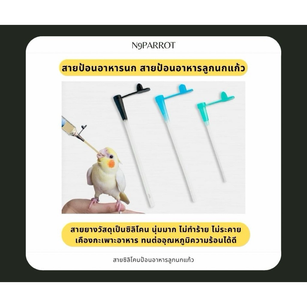 สายป้อนอาหารลูกนก สายซิลิโคนป้อนอาหารนกแก้ว มี3รู ป้องกันการระคายเคืองกระเพาะอาหาร