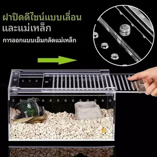 กล่องเลี้ยงสัตว์เลื้อยคลาน วัสดุอะคริลิก ตู้สัตว์เลี้ยง การสังเกตที่โปร่งใส 360องศา