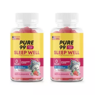 PURE99 ผลิตภัณฑ์เสริมอาหาร กัมมี่ รสสตอเบอร์รี่ ปราศจากน้ำตาล ไม่มีกลูเตน ไม่มีเมลาโทนิน ผลิต