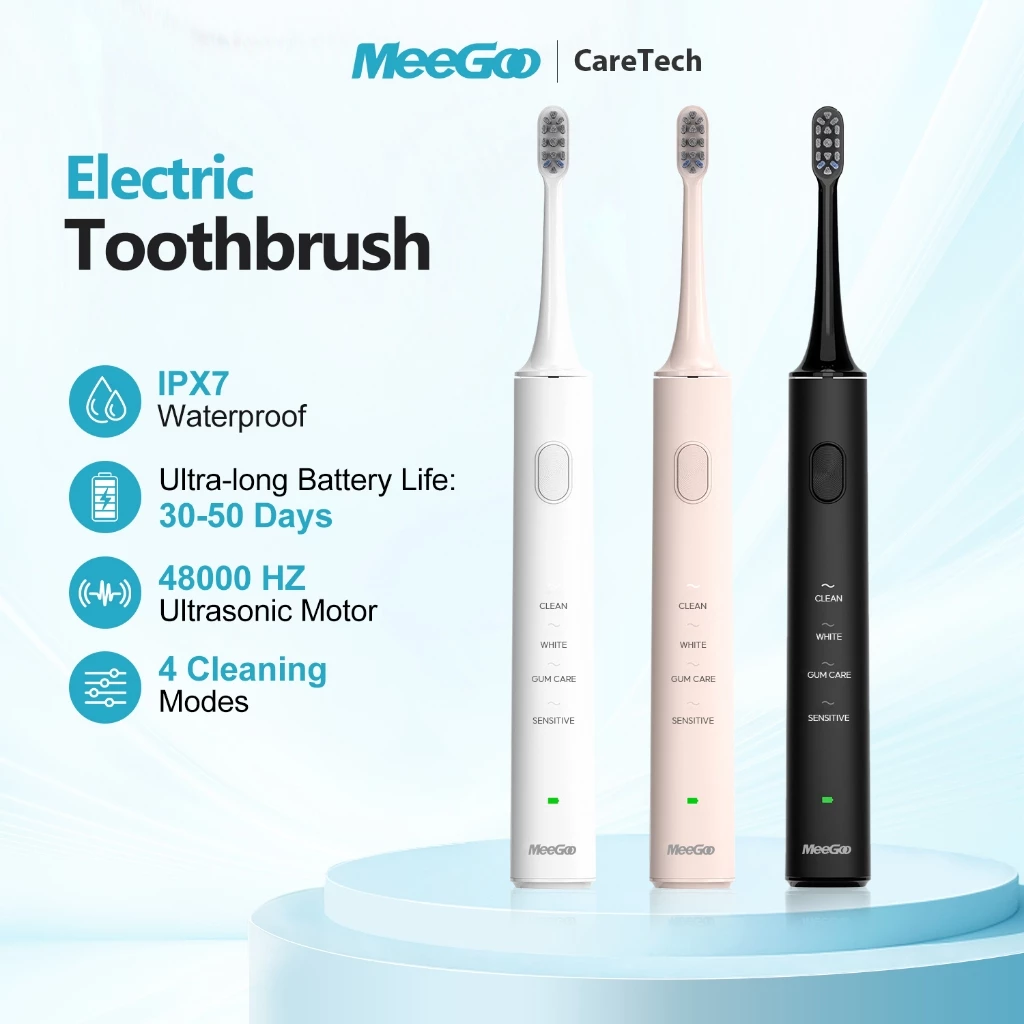 MeeGoo แปรงสีฟันไฟฟ้าโซนิค Sonic Electric Toothbrush 4 โหมด IPX7 กันน้ำ Type-C 56000รอบ