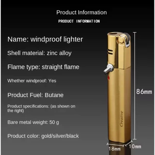 creative lighter gas ไฟฟู่ โลหะทั้งอัน เติมแก๊สได้ปรับได้ กันลม ไฟแช็คแก๊สฟู่ ไฟแช็ค ไฟแช็คแก๊ส ไฟจุดไปป์ ไฟจุดซิการ์