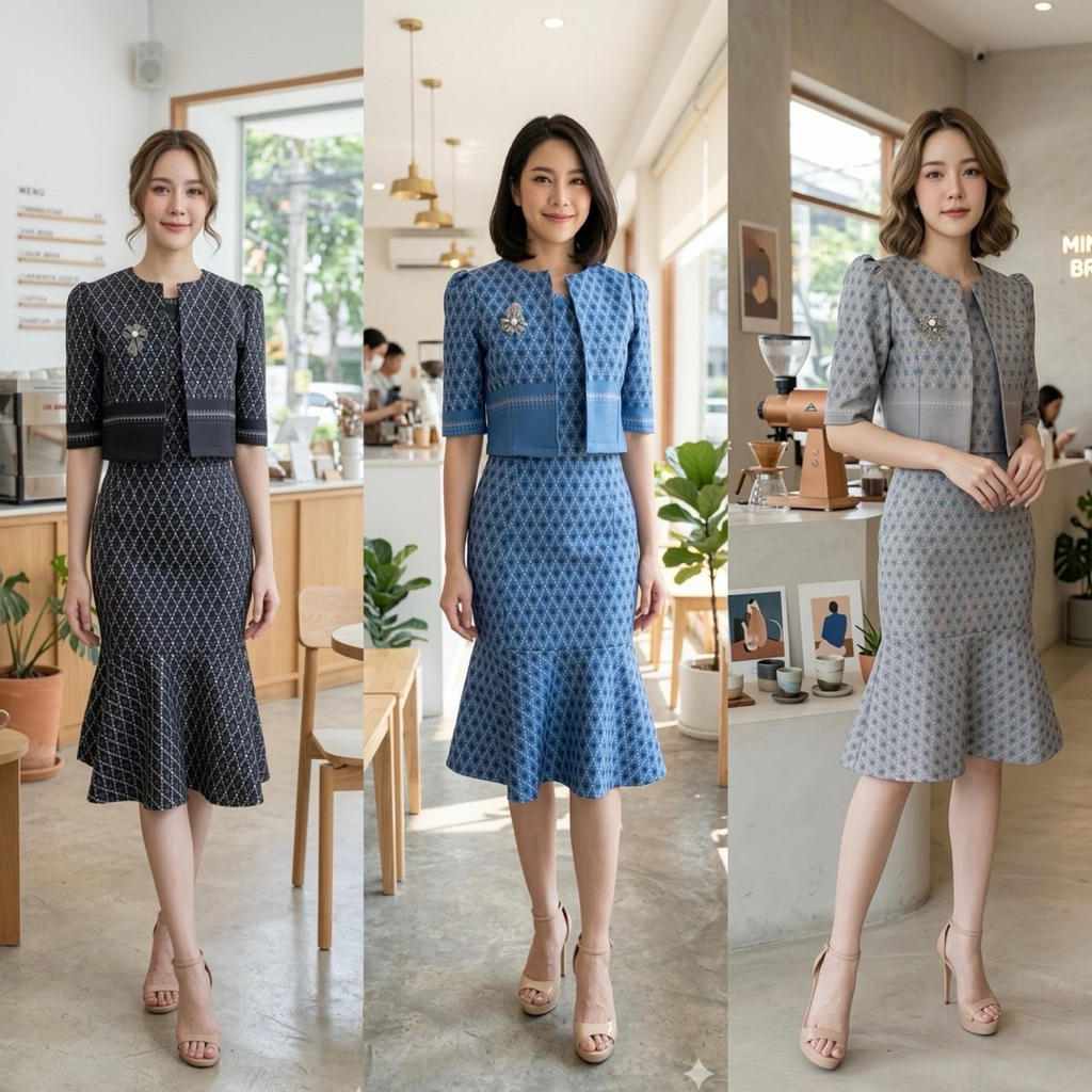 ชุดเซตลายไทยสวยๆ ทันสมัย งาน 2 ชิ้น