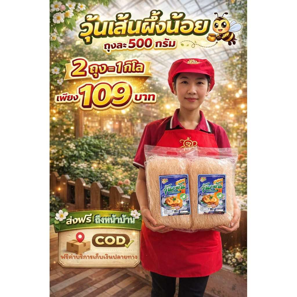 วุ้นเส้น1 กิโลกรัม ตราผึ้งน้อย