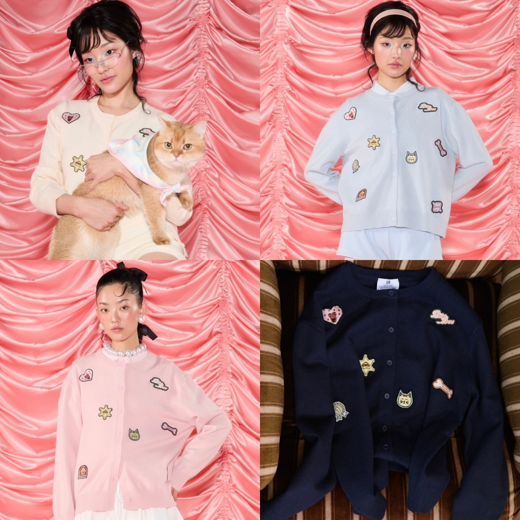 [พร้อมส่ง] CHUUCHOP - Muffin Cardigan เสื้อคาดิแกนแขนยาวลายการ์ตูน ผ้านุ่ม ยืดหยุ่นดี ไม่เป็นขุย (C8498)